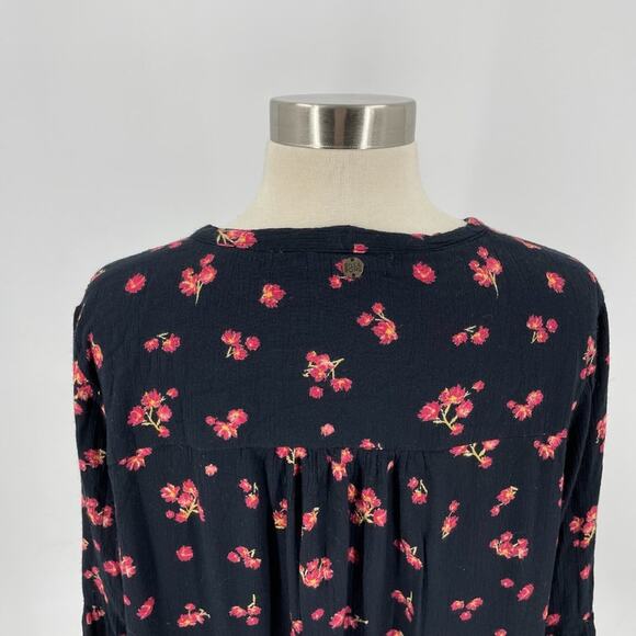 Billabong Floral Boho Top Size Large Black‎ - Picture 6 of 11